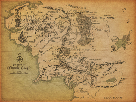 Mapa Srednje zemlje Trećeg doba