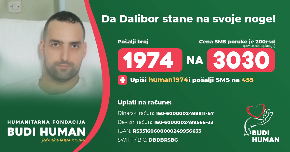Da Dalibor stane na svoje noge, pošalji broj 1974 na 3030